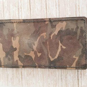 Men's Camo Print Leather Trifold Wallet Green